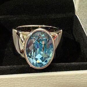 Blue Touchstone Crystal by Swarovski Ring sz 9.